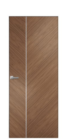 Дверь межкомнатная Unit Slot 10-111 Цвет Американский Орех Покрытие Шпон натуральный  Наличник Скрытый короб хром Цена 77010