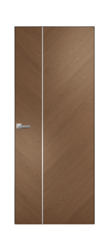 Дверь межкомнатная Unit Slot 10-111 Цвет Дуб Темный Покрытие Шпон натуральный  Наличник Скрытый короб хром Цена 74010