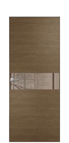 Дверь межкомнатная Vetro 11 Цвет Дуб Шоколад Покрытие Шпон масло  Наличник Скрытый короб хром Цена 51800