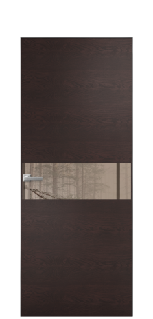 Дверь межкомнатная Vetro 11 Цвет Мореный Дуб Покрытие Шпон натуральный  Наличник Скрытый короб хром Цена 67110