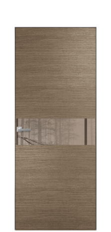 Дверь межкомнатная Vetro 11 Цвет Дуб Кофе Покрытие Шпон масло  Наличник Скрытый короб хром Цена 68960