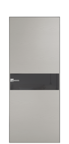 Дверь межкомнатная Vetro 11 Цвет Ясень Серый Шелк Покрытие Шпон крашеный  Наличник Скрытый короб хром Цена 65010