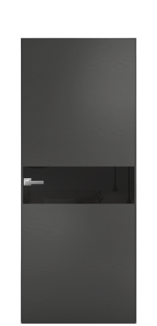 Дверь межкомнатная Vetro 11 Цвет Ясень Антрацит Покрытие Шпон крашеный  Наличник Скрытый короб хром Цена 65010