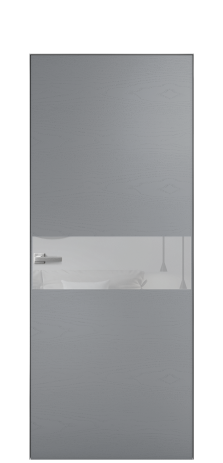 Дверь межкомнатная Vetro 11 Цвет Ясень Гриджио Покрытие Шпон крашеный  Наличник Скрытый короб хром Цена 59600