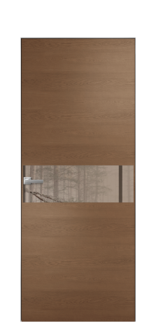 Дверь межкомнатная Vetro 11 Цвет Дуб Темный Покрытие Шпон натуральный  Наличник Скрытый короб хром Цена 66610