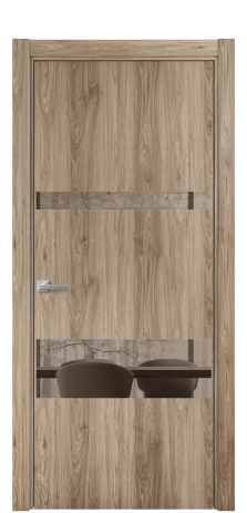 Дверь межкомнатная Vetro 12 Цвет Орех NY смоук Покрытие ПВХ WOOD NATURAL Наличник L 75 Цена 31325