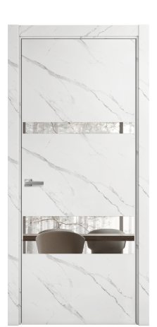 Дверь межкомнатная Vetro 12 Цвет Monte white soft Покрытие ПВХ ORIGINAL Наличник L 75 Цена 30825