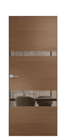 Дверь межкомнатная Vetro 12 Цвет Дуб Темный Покрытие Шпон натуральный  Наличник Скрытый короб хром Цена 61300