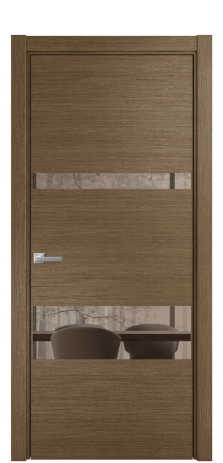 Дверь межкомнатная Vetro 12 Цвет Дуб Шоколад Покрытие Шпон масло  Наличник L 75 Цена 48775