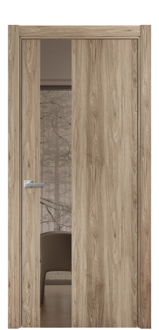 Дверь межкомнатная Vetro 14 Цвет Орех NY смоук Покрытие ПВХ WOOD NATURAL Наличник L 75 Цена 34600