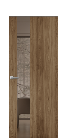 Дверь межкомнатная Vetro 14 Цвет Орех NY классический Покрытие ПВХ WOOD NATURAL Наличник Скрытый короб хром Цена 43060