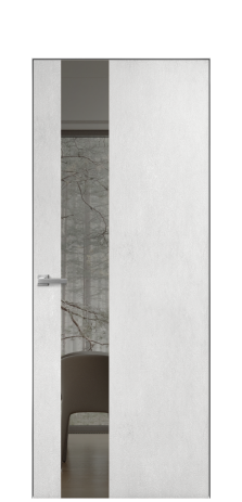 Дверь межкомнатная Vetro 14 Цвет Бетон известковый Покрытие ПВХ ORIGINAL Наличник Скрытый короб хром Цена 43060