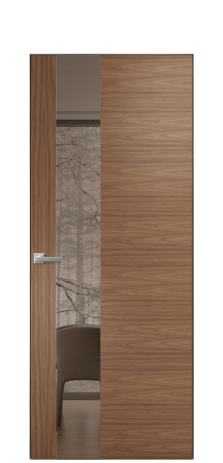 Дверь межкомнатная Vetro 14 Цвет Американский Орех Покрытие Шпон натуральный  Наличник Скрытый короб хром Цена 70110