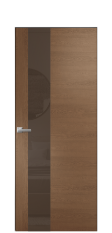 Дверь межкомнатная Vetro 14 Цвет Дуб Темный Покрытие Шпон натуральный  Наличник Скрытый короб хром Цена 66610