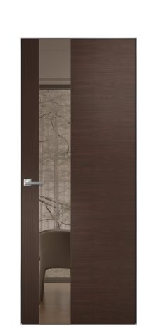 Дверь межкомнатная Vetro 14 Цвет Каштановый Орех Покрытие Шпон натуральный  Наличник Скрытый короб хром Цена 70110