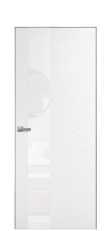 Дверь межкомнатная Vetro 14 Цвет Ясень Белый Покрытие Шпон крашеный  Наличник Скрытый короб хром Цена 65010