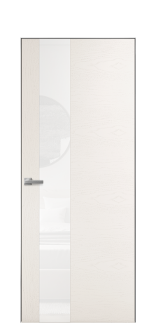 Дверь межкомнатная Vetro 14 Цвет Ясень Молочный Покрытие Шпон крашеный  Наличник Скрытый короб хром Цена 65010