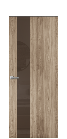 Дверь межкомнатная Vetro 14 Цвет Орех NY смоук Покрытие ПВХ WOOD NATURAL Наличник Скрытый короб хром Цена 42024