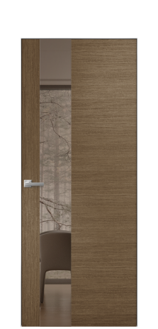 Дверь межкомнатная Vetro 14 Цвет Дуб Шоколад Покрытие Шпон масло  Наличник Скрытый короб хром Цена 62350