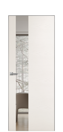 Дверь межкомнатная Vetro 14 Цвет Ясень Молочный Покрытие Шпон крашеный  Наличник Скрытый короб хром Цена 64260