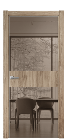 Дверь межкомнатная Vetro 18 Цвет Орех NY смоук Покрытие ПВХ WOOD NATURAL Наличник L 75 Цена 30668