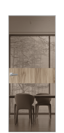 Дверь межкомнатная Vetro 18 Цвет Орех NY смоук Покрытие ПВХ WOOD NATURAL Наличник Скрытый короб хром Цена 46808