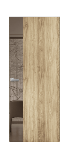 Дверь межкомнатная Vetro 19 Цвет Орех NY светлый Покрытие ПВХ WOOD NATURAL Наличник Скрытый короб хром Цена 38900