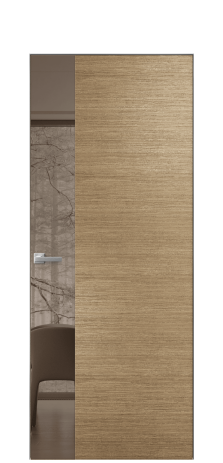 Дверь межкомнатная Vetro 19 Цвет Дуб Янтарь Покрытие Шпон масло  Наличник Скрытый короб хром Цена 62600