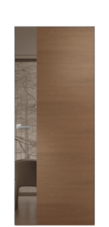 Дверь межкомнатная Vetro 19 Цвет Дуб Темный Покрытие Шпон натуральный  Наличник Скрытый короб хром Цена 71660