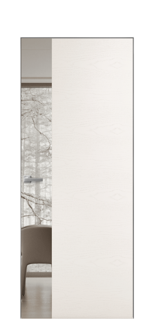 Дверь межкомнатная Vetro 19 Цвет Ясень Молочный Покрытие Шпон крашеный  Наличник Скрытый короб хром Цена 52900