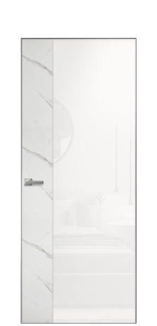 Дверь межкомнатная Vetro 20 Цвет Monte white soft Покрытие ПВХ ORIGINAL Наличник Скрытый короб хром Цена 45208