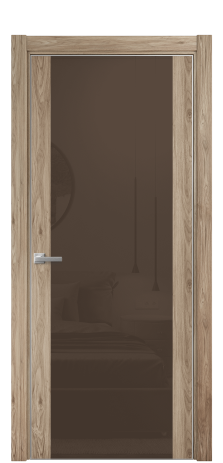 Дверь межкомнатная Vetro 21 Цвет Орех NY смоук Покрытие ПВХ WOOD NATURAL Наличник L 75 Цена 29068