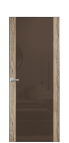 Дверь межкомнатная Vetro 21 Цвет Орех NY смоук Покрытие ПВХ WOOD NATURAL Наличник Скрытый короб хром Цена 58850