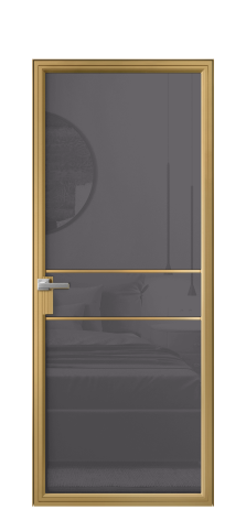 Дверь межкомнатная Frame 02 Цвет Латунь Покрытие Алюминий  Наличник Скрытый короб Цена 73976