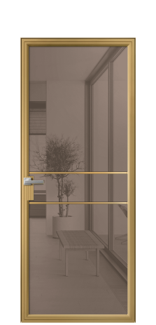 Дверь межкомнатная Frame 02 Цвет Латунь Покрытие Алюминий  Наличник Скрытый короб Цена 71290