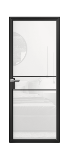 Дверь межкомнатная Фрейм 02 Цвет Черный Покрытие Алюминий  Наличник Скрытый короб Цена 75964