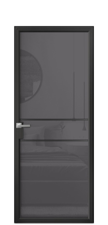 Дверь межкомнатная Фрейм 02 Цвет Черный Покрытие Алюминий  Наличник Скрытый короб Цена 71570