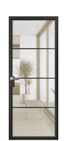 Дверь межкомнатная Frame 04 Цвет Черный Покрытие Алюминий  Наличник Скрытый короб Цена 62960