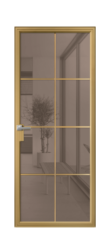 Дверь межкомнатная Frame 08 Цвет Латунь Покрытие Алюминий  Наличник Скрытый короб Цена 76928