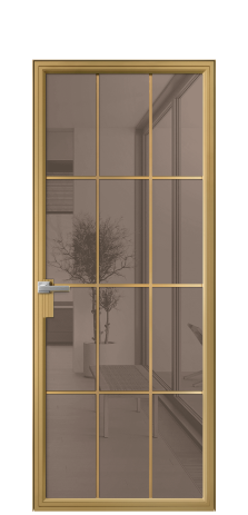 Дверь межкомнатная Frame 12 Цвет Латунь Покрытие Алюминий  Наличник Скрытый короб Цена 79962