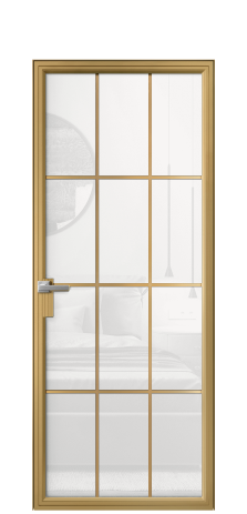 Дверь межкомнатная Frame 12 Цвет Латунь Покрытие Алюминий  Наличник Скрытый короб Цена 79884
