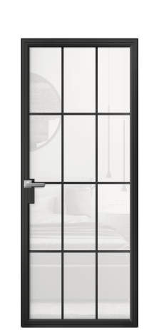 Дверь межкомнатная Фрейм 12 Цвет Черный Покрытие Алюминий  Наличник Скрытый короб Цена 72284