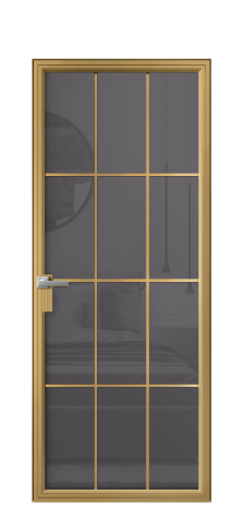 Дверь межкомнатная Фрейм 12 Цвет Латунь Покрытие Алюминий  Наличник Скрытый короб Цена 86730